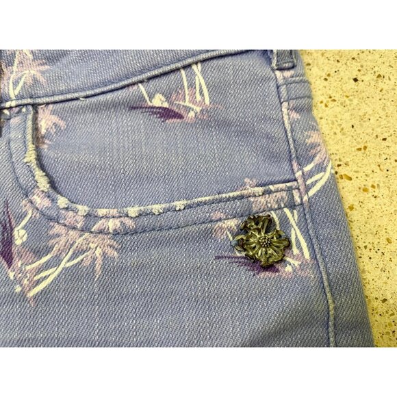 Palm shorts Maison Scotch Purple Palm Tree Beach Print Cuffed Denim Shorts 25 XS - Picture 4 of 9